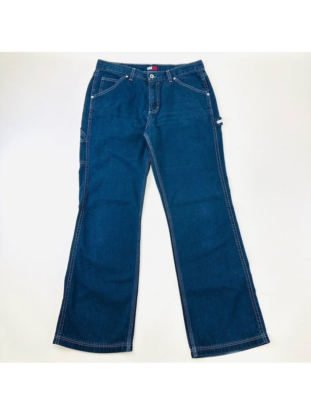 90s Vintage Hilfiger men denim carpenter jeans Size 32in Inseam 31.5in